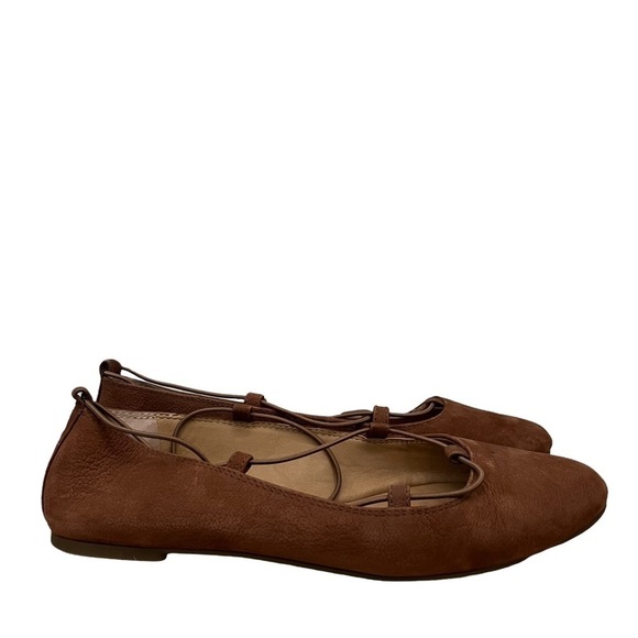 Lucky Brand Toffee Brown Aviee Ballet Lace Up Flats 7 - Picture 3 of 7